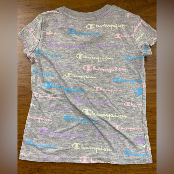 Champion Pastel Logos Kids T-Shirt in Grey Size 4T - Picture 2 of 3